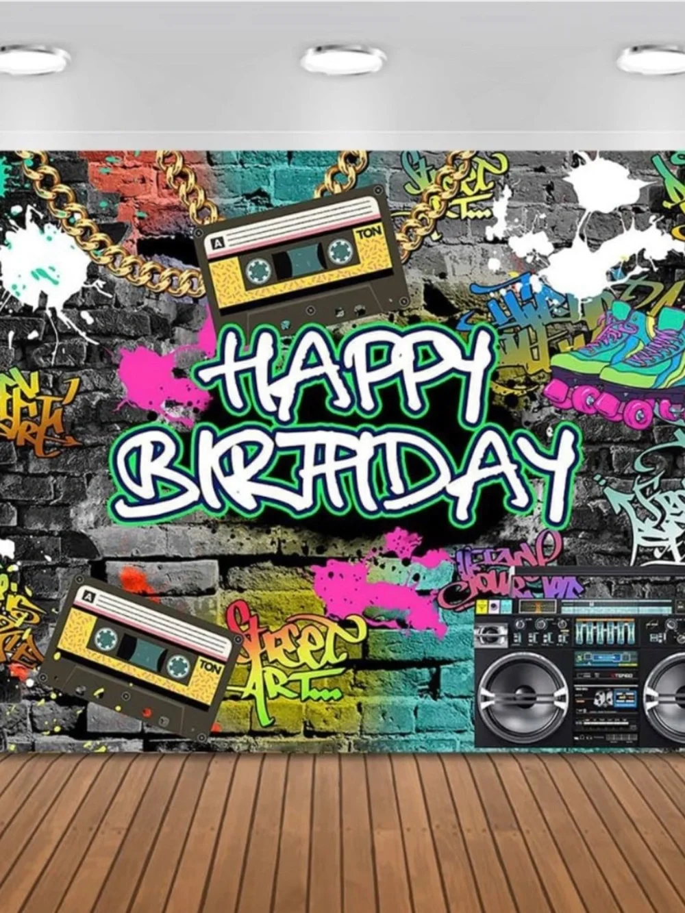 NWOT Mocsicka 80s 90s Graffiti Hip Hop Birthday Backdrop 8x6